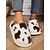 ieftine Flip-Flops de Damă-papuci de pluș cu imprimeu de vacă pentru femei - pantofi de casă de interior cu blană artificială moale cu spumă moale cu memorie pentru confort confortabil