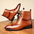 abordables Bottes habillées-bottines vintage en similicuir marron pour hommes - design classique à lacets avec finition polie pour une tenue formelle et décontractée