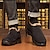 preiswerte Winter- und Schneestiefel-Schwarze warme Winter-Schlupfstiefeletten für Herren mit plüschigem Fellfutter, rutschfester Sohle und strukturiertem Stoff – bequemes Outdoor-Schuhwerk