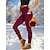 baratos Leggings e collants para ioga-Mulheres Calças de ioga Leggings forradas de lã Leggings de ioga com bolso para telefone Cintura Alta Pilates Treino de Ginástica Exercite-se Meia-calça Côr Sólida Preto Vinho Azul Marinho Escuro