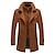 billige Trenchcoat for menn-Herre Vinterfrakk Vinterjakke Trenchcoat falske to stykker Ull Lomme Virksomhet Avslappet Arbeidstøy Lang Aktiv Årgang Mote Vindtett Varm Vinter Ensfarget Svart Navyblå Oransje Brun Pufferjakke