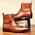 abordables Bottes habillées-bottines vintage en similicuir marron pour hommes - design classique à lacets avec finition polie pour une tenue formelle et décontractée