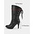 preiswerte Modische Stiefel-Schwarze Stiefel zum Schnüren und mit halbhohem Absatz für Damen – stylische Stiletto-Stiefel mit spitzer Spitze und seitlichem Schnürdetail für Herbst- und Winter-Outfits