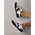 baratos Ténis de mulher-tênis feminino retrô preto e branco com cadarço - design casual de cano baixo com detalhes em camurça e tecido, sola confortável para uso diário e atividades esportivas