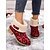 baratos Botas de neve e inverno-botas de inverno femininas com estampa de leopardo vermelho, forro de pele sintética e salto grosso – botas de neve quentes e elegantes