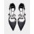 preiswerte Formell-Schwarze Satin-Pumps mit Strassverzierung für Damen – Fesselriemchen, spitze Zehenpartie, elegante Abend- und Hochzeitsschuhe