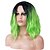 abordables Perruques de carnaval-Perruque courte ondulée bouclée verte ombrée de 14 pouces, perruque synthétique résistante à la chaleur vert citron fluo pour cosplay, perruque mi-longue avec raie au milieu pour la fête costumée