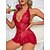 ieftine Cadouri-Lenjerie Santa Claus Mrs. Claus Costum de teddy dintr-o singură piesă pentru femei Sexy pentru adulți Rochie de petrecere de Revelion Cadou de Ziua Îndrăgostiților pentru Ea