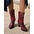 tanie Kowboj i zachodnie buty-damskie kowbojskie buty do połowy łydki w stylu western – brązowe, skórzane buty z paskiem na klamrę, grube obcasy na koncerty country, jesienne stylizacje i codzienne stroje na świeżym powietrzu