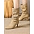 abordables Botas holgadas-Botas beige de media pantorrilla con tacón bajo y punta estrecha para mujer: moda elegante de otoño para ocasiones informales y elegantes