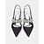 billiga Halvformell-slingback plattor i satin för kvinnor med strass-utsmyckade remmar – eleganta spetsiga lågklackade skor för formella evenemang