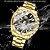 baratos Relógios Quartz-Luxo Relógio Dourado Masculino Redondo Relógio de Quartzo de Aço Inoxidável à Prova d'Água Relógio de Pulso automático com Data B4750