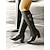 abordables Bottes à la mode-bottes blanches hautes pour femmes avec détail à double boucle – bottes à talon bloc élégantes pour les tenues d&#039;hiver et décontractées
