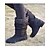 levne Slouch Boots-dámské kozačky do půli lýtek z umělé kůže s pletenou manžetou a dvojitými přezkami – útulná a stylová zimní obuv