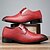 baratos Formal-sapatos sociais masculinos de couro sintético vermelho trançado – oxfords elegantes com cadarço e detalhes em couro envernizado para ocasiões formais e casuais
