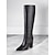 preiswerte Modische Stiefel-burgunderfarbene kniehohe Stiefel mit Krokoprägung für Damen – stylische Stiefel mit spitzer Spitze und Blockabsatz für die Herbst- und Wintermode