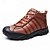 baratos Inverno e botas de neve-botas de caminhada masculinas de couro sintético marrom com forro de pelúcia – calçados de inverno duráveis para aventuras ao ar livre