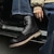 baratos Botas de cano curto-botins masculinos de dois tons com cadarço | design em couro sintético e camurça para uso casual e ao ar livre