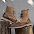 baratos Botas de cano curto-botins masculinos de dois tons com cadarço | design em couro sintético e camurça para uso casual e ao ar livre