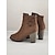 preiswerte Stiefeletten-braune Damenstiefeletten aus Wildlederimitat - Blockabsatz mit seitlichem Reißverschluss und dekorativen Knopfdetails, ideal für die Freizeit im Herbst und Winter