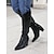baratos Cowboy &amp; Western Boots-botas western pretas de couro sintético até o joelho com bico fino e salto bloco – estilo cowgirl chique para mulheres