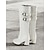 abordables Bottes à la mode-bottes blanches hautes pour femmes avec détail à double boucle – bottes à talon bloc élégantes pour les tenues d&#039;hiver et décontractées