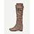baratos Botas Slouch-botas femininas de cano alto, cano alto, com fivelas e salto plataforma, em tom bege desbotado – botas de inverno aconchegantes com punho de malha para trajes casuais