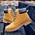 baratos Botas de trabalho-botas de trabalho amarelas clássicas masculinas – botas de cano curto duráveis com cadarço, colarinho acolchoado e sola resistente