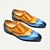 tanie Klasyczne Buty Eleganckie-męskie buty typu brogs oxford z gradientem – najwyższej jakości skóra bydlęca z żółtym i niebieskim wzorem, idealne do pracy, na imprezy lub oficjalne okazje