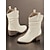 abordables Cowboy y botas occidentales-Botas vaqueras de gamuza color crema con tacón bajo y estilo western para mujer, ideales para uso informal