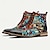 billige Premium læderstøvler-mænds førsteklasses okselæder-snørestøvler med blomstret jacquard-design og cap toe - stilfulde og holdbare ankelstøvler til afslappede og formelle lejligheder