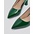 abordables Semiformal-Zapatos de tacón de bloque con punta puntiaguda de charol sintético verde brillante: elegantes zapatos formales para mujer