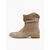 economico Stivali ampi-stivaletti alla caviglia scamosciati beige da donna – stivaletti stile western con tacco basso, casual e comodi