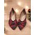 abordables Sandalias planas de mujer-Bailarinas de cuadros escoceses rojos para mujer: zapatos sin cordones con diseño festivo con nudos para uso casual y festivo