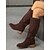abordables Botas holgadas-Botas altas hasta la rodilla de gamuza sintética para mujer con detalle de hebilla, estilo occidental, calzado casual de otoño e invierno para uso diario