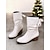 abordables Botas holgadas-Botas de mujer de piel sintética roja de media pantorrilla con detalle de lazo y tacones de bloque: calzado festivo de invierno para Navidad y fiestas