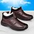 baratos Inverno e botas de neve-sapatos masculinos pretos impermeáveis de inverno sem cadarço – forro de pele sintética quente, sola antiderrapante durável, perfeita para clima frio e atividades ao ar livre