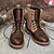 baratos Botas de cano curto-botins masculinos de dois tons com cadarço | design em couro sintético e camurça para uso casual e ao ar livre