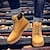 baratos Botas de trabalho-botas de trabalho amarelas clássicas masculinas – botas de cano curto duráveis com cadarço, colarinho acolchoado e sola resistente