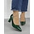 abordables Semiformal-Zapatos de tacón de bloque con punta puntiaguda de charol sintético verde brillante: elegantes zapatos formales para mujer