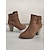 preiswerte Stiefeletten-braune Damenstiefeletten aus Wildlederimitat - Blockabsatz mit seitlichem Reißverschluss und dekorativen Knopfdetails, ideal für die Freizeit im Herbst und Winter