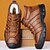 baratos Inverno e botas de neve-botas de caminhada masculinas de couro sintético marrom com forro de pelúcia – calçados de inverno duráveis para aventuras ao ar livre