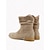 economico Stivali ampi-stivaletti alla caviglia scamosciati beige da donna – stivaletti stile western con tacco basso, casual e comodi