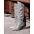 baratos Botas Slouch-botas femininas de cano alto, prateadas e largas – botas estilosas de bico fino com salto agulha para um visual moderno