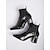 cheap Women&#039;s Boots-Women&#039;s Black Patent Crocodile Pattern Block Heel Ankle Boots – Stylish Formal Footwear for Parties and Office Wear