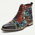 billige Premium læderstøvler-mænds førsteklasses okselæder-snørestøvler med blomstret jacquard-design og cap toe - stilfulde og holdbare ankelstøvler til afslappede og formelle lejligheder