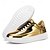 billiga Herrsneakers-guldmetallic låga sneakers för män – snygga snörskor med vit halkfri sula för vardags- och festkläder