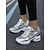 billige Sneakers til kvinder-platformssneakers med glimmer til kvinder med luftpudesål – funklende sorte atletiksko med snøre til afslappet og festtøj