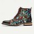billige Premium læderstøvler-mænds førsteklasses okselæder-snørestøvler med blomstret jacquard-design og cap toe - stilfulde og holdbare ankelstøvler til afslappede og formelle lejligheder