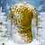 お買い得  クリスマスシーン衣装-クリスマス 男性用 スノーフレーク柄 サテンシャツ ドレスシャツ ボタンアップシャツ 長袖 カジュアル バケーション パーティーイブニングウェア 日常着 夏 春 秋 襟付きシャツ 3Dプリント イエロー ルビーレッド ブルー パープル グリーン
